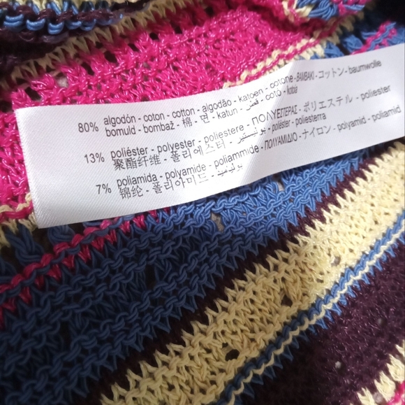 Zara Women's Multicolor Striped Knit Midi  Ruffle Sleeve Scoop Neck Boho Medium - Picture 4 of 7